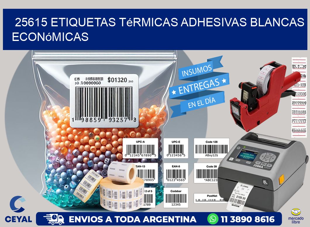 25615 etiquetas térmicas adhesivas blancas económicas