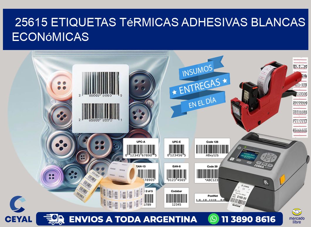 25615 etiquetas térmicas adhesivas blancas económicas