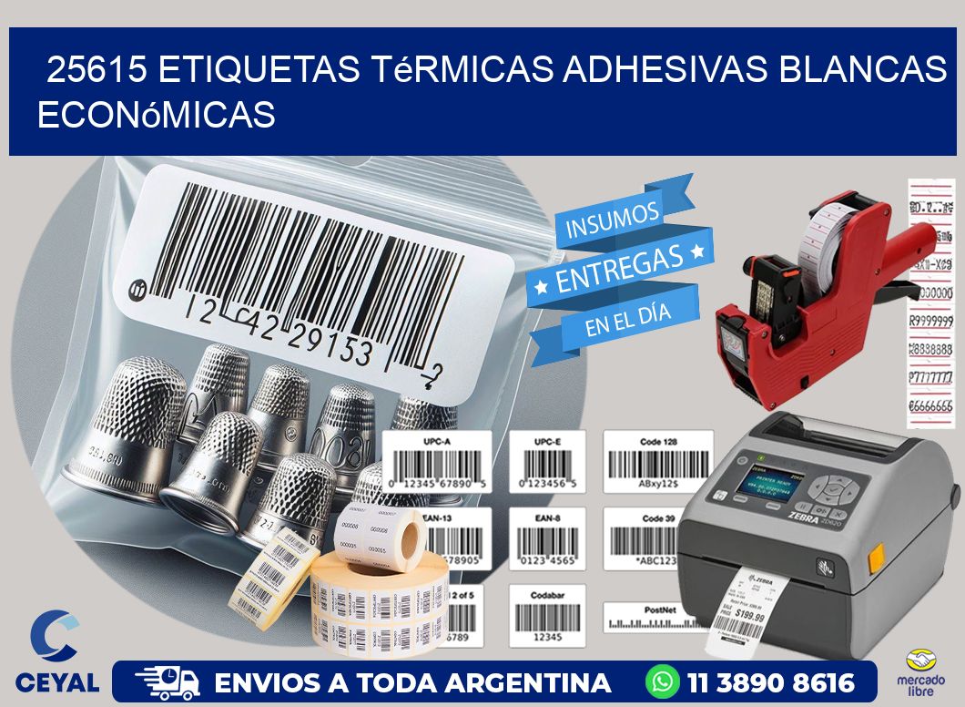 25615 etiquetas térmicas adhesivas blancas económicas