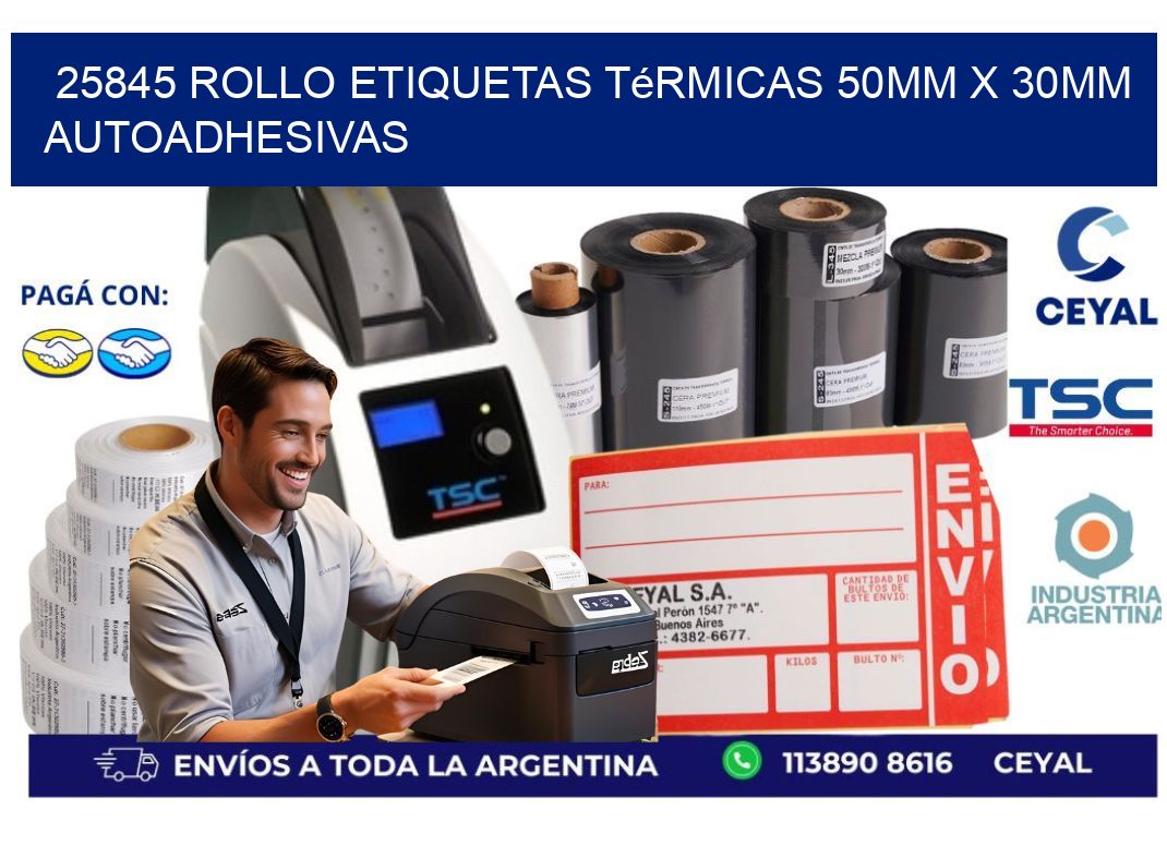 25845 Rollo Etiquetas Térmicas 50mm X 30mm Autoadhesivas