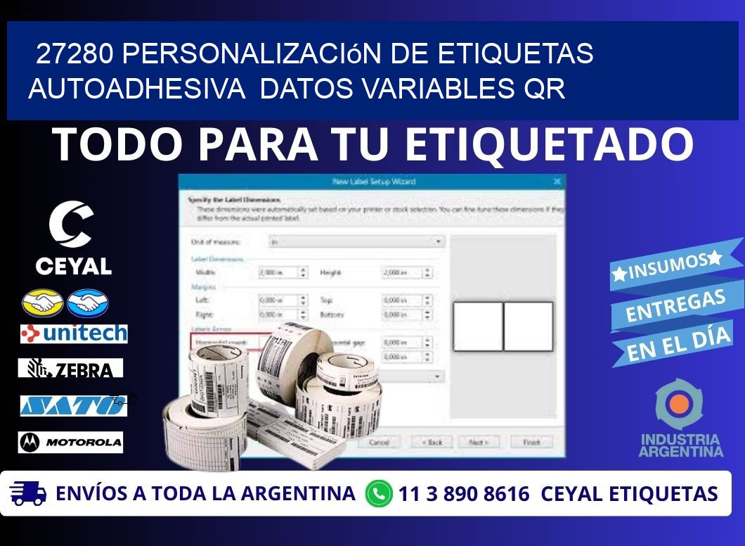 27280 Personalización de etiquetas autoadhesiva  datos variables QR