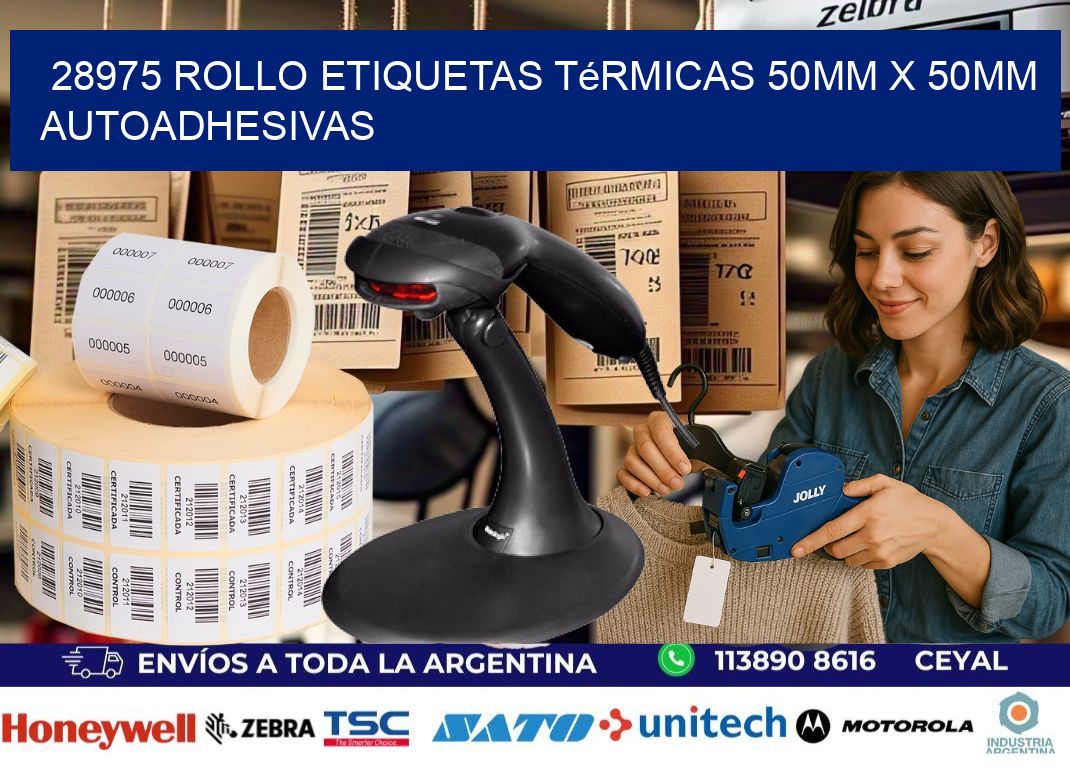 28975 Rollo Etiquetas Térmicas 50mm X 50mm Autoadhesivas