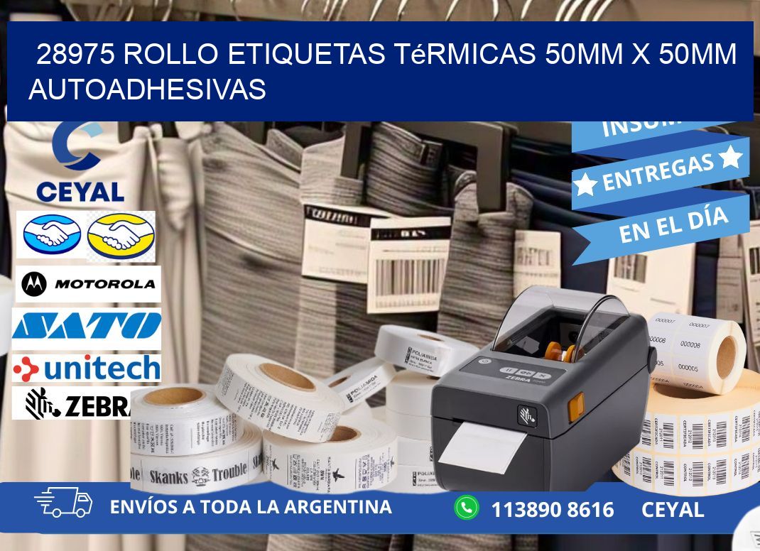 28975 Rollo Etiquetas Térmicas 50mm X 50mm Autoadhesivas