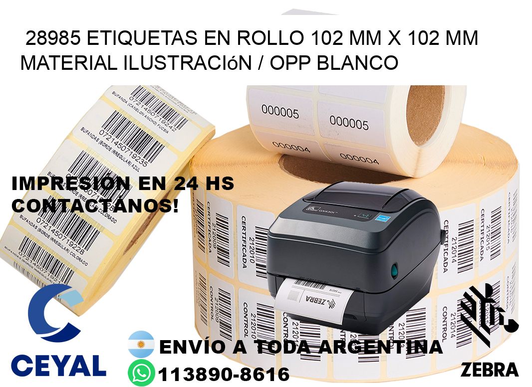 28985 Etiquetas en rollo 102 mm x 102 mm material Ilustración / OPP Blanco