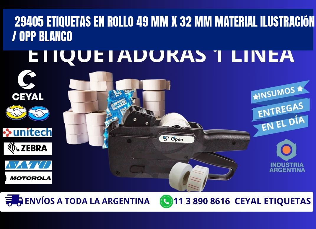 29405 Etiquetas en rollo 49 mm x 32 mm material Ilustración / OPP Blanco