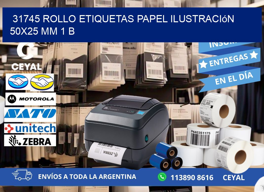 31745 Rollo Etiquetas Papel Ilustración 50x25 Mm 1 B