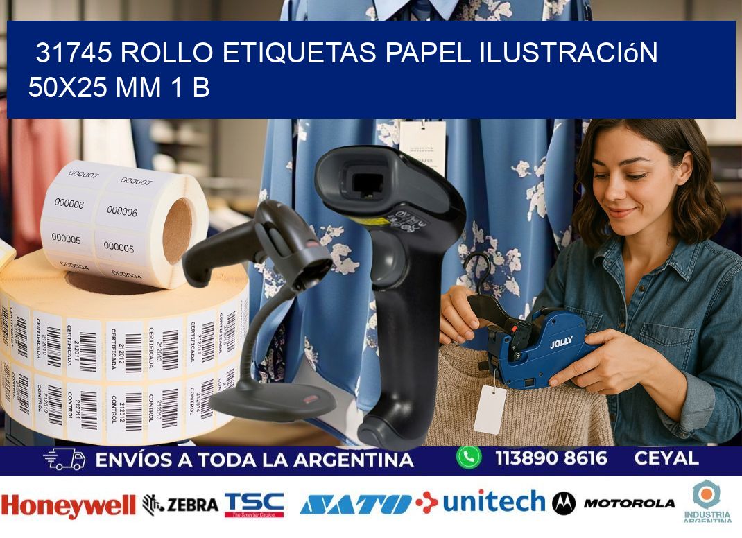 31745 Rollo Etiquetas Papel Ilustración 50x25 Mm 1 B