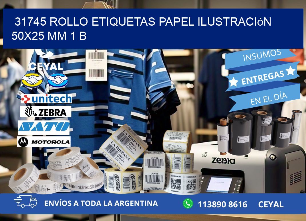 31745 Rollo Etiquetas Papel Ilustración 50x25 Mm 1 B