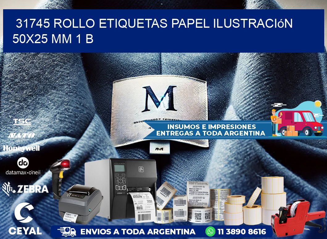 31745 Rollo Etiquetas Papel Ilustración 50x25 Mm 1 B