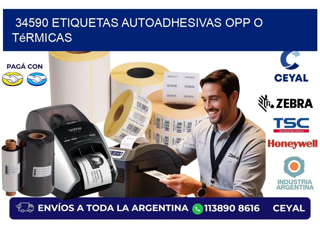 34590 etiquetas autoadhesivas opp o térmicas