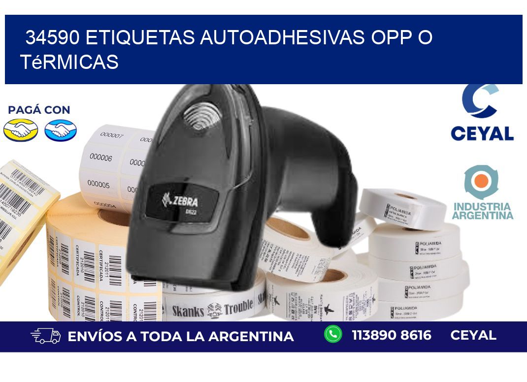 34590 etiquetas autoadhesivas opp o térmicas