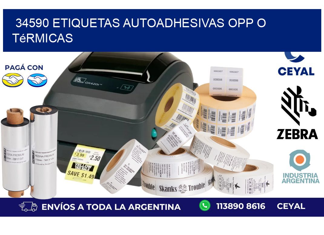 34590 etiquetas autoadhesivas opp o térmicas