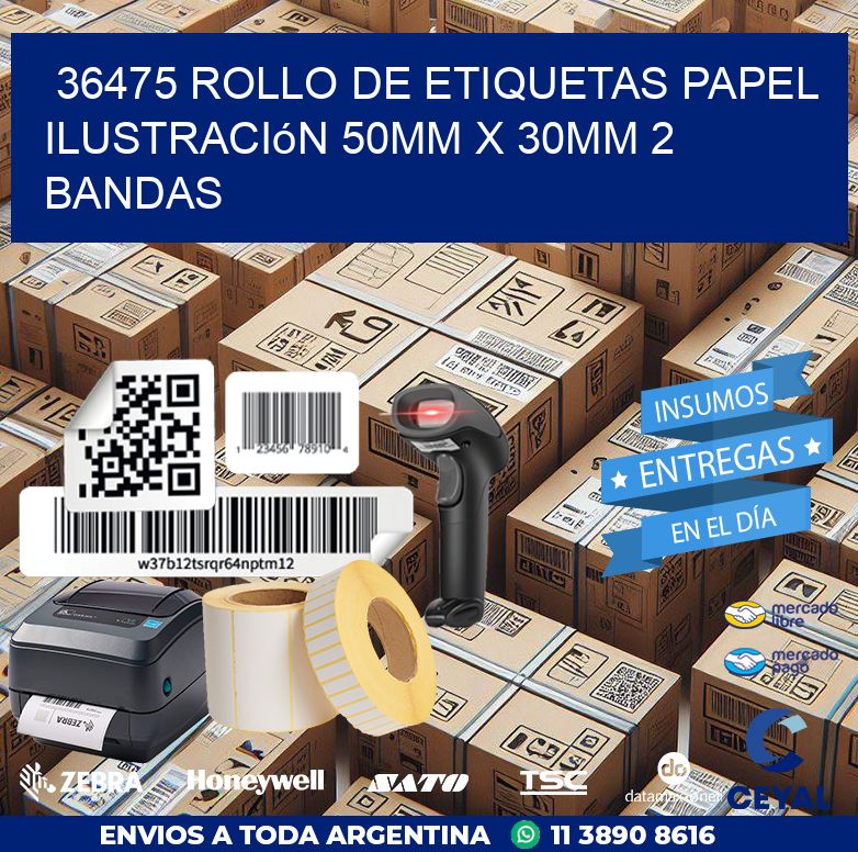 36475 Rollo de Etiquetas Papel Ilustración 50mm x 30mm 2 Bandas