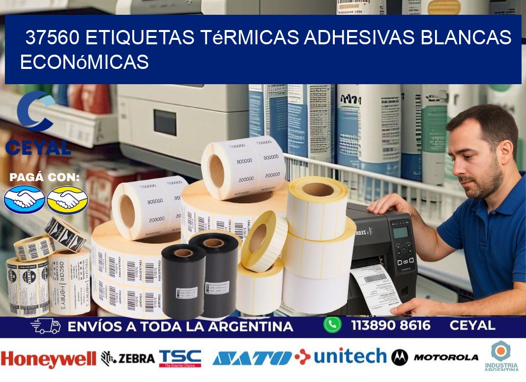 37560 etiquetas térmicas adhesivas blancas económicas