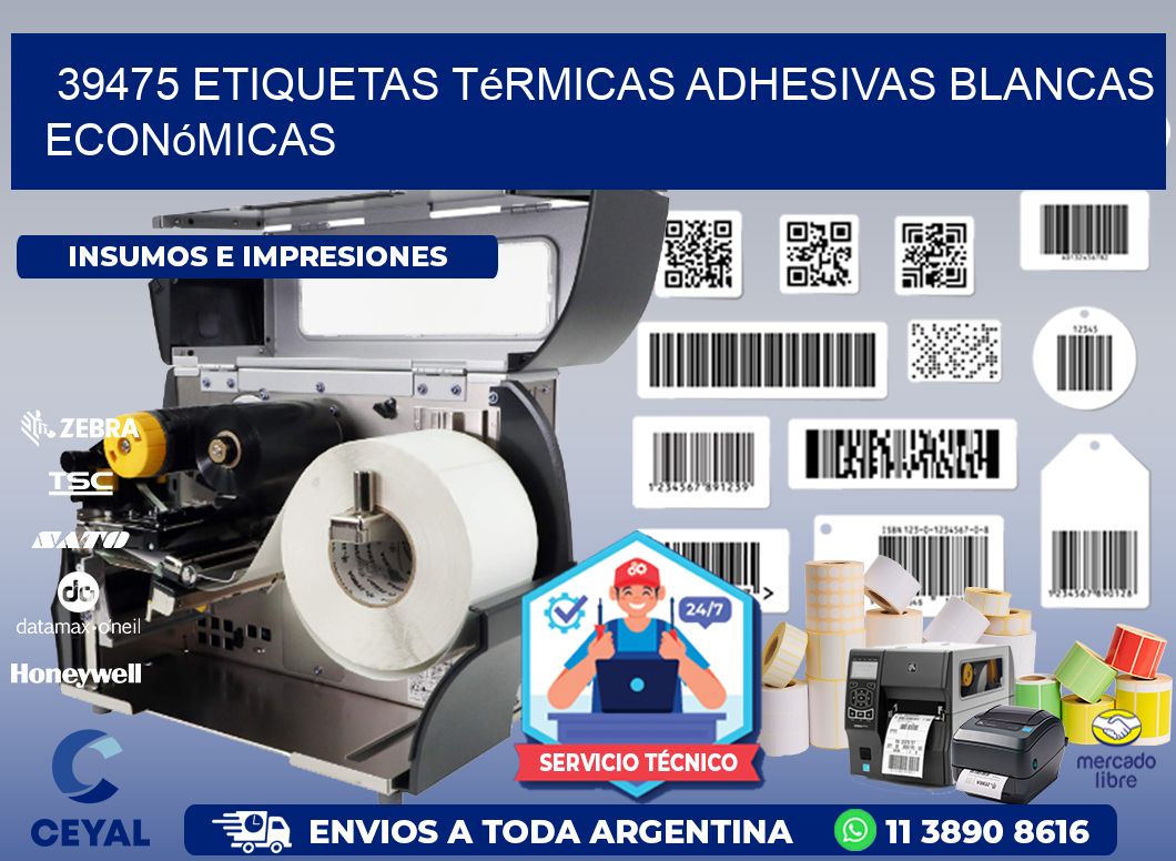 39475 etiquetas térmicas adhesivas blancas económicas