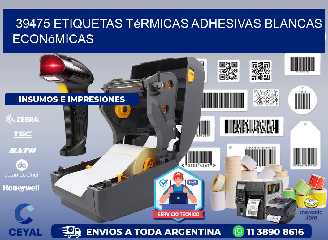 39475 etiquetas térmicas adhesivas blancas económicas