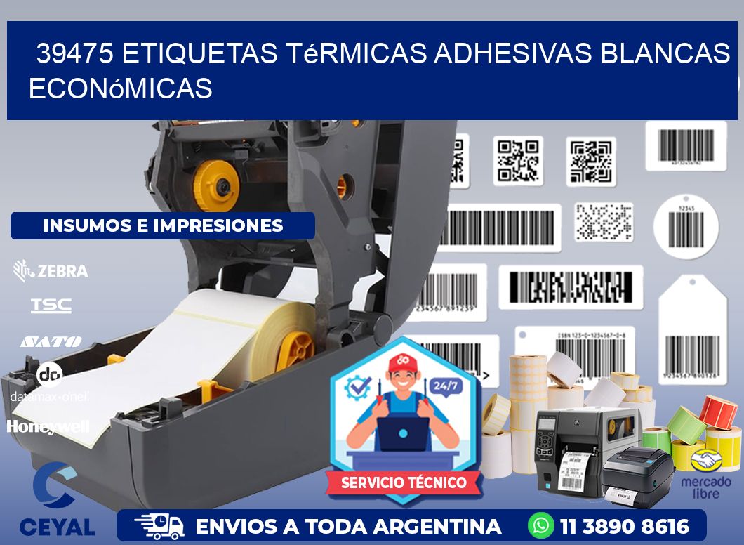 39475 etiquetas térmicas adhesivas blancas económicas