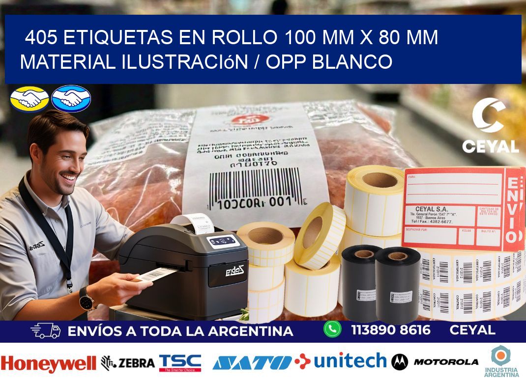 405 Etiquetas en rollo 100 mm x 80 mm material Ilustración / OPP Blanco
