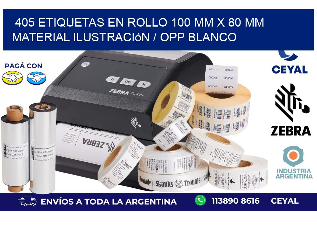 405 Etiquetas en rollo 100 mm x 80 mm material Ilustración / OPP Blanco