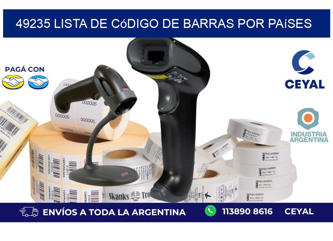 49235 Lista de código de barras por países