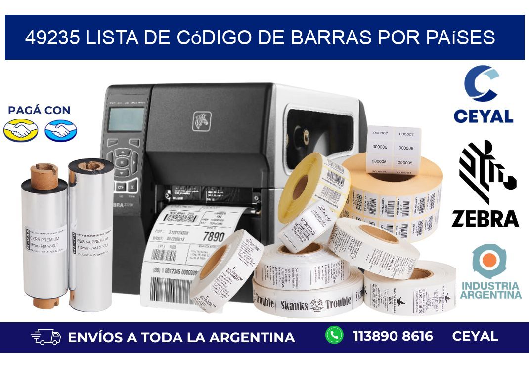 49235 Lista de código de barras por países