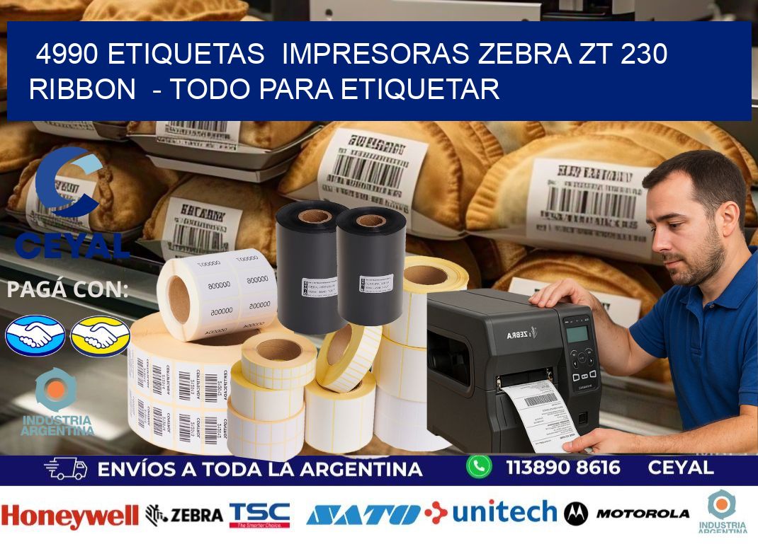 4990 etiquetas  impresoras zebra zt 230 ribbon  - Todo para Etiquetar