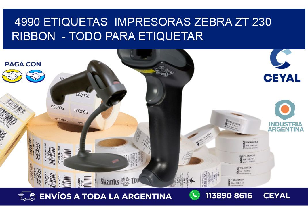 4990 etiquetas  impresoras zebra zt 230 ribbon  - Todo para Etiquetar