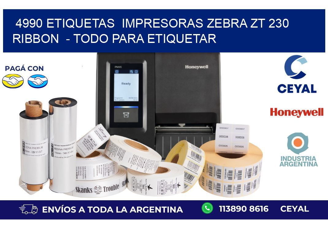 4990 etiquetas  impresoras zebra zt 230 ribbon  - Todo para Etiquetar