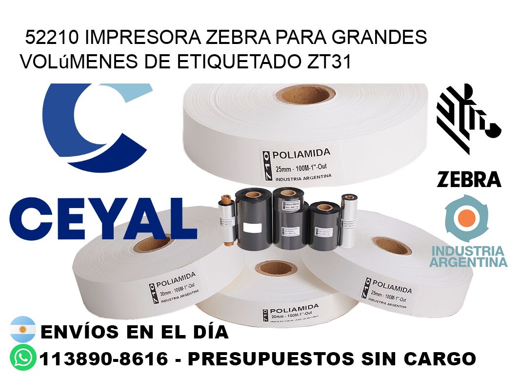 52210 impresora Zebra para grandes volúmenes de etiquetado ZT31