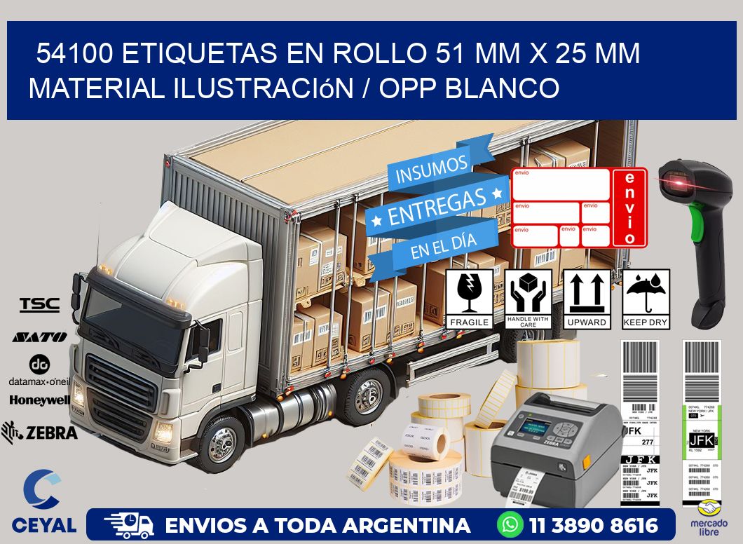 54100 Etiquetas en rollo 51 mm x 25 mm material Ilustración / OPP Blanco