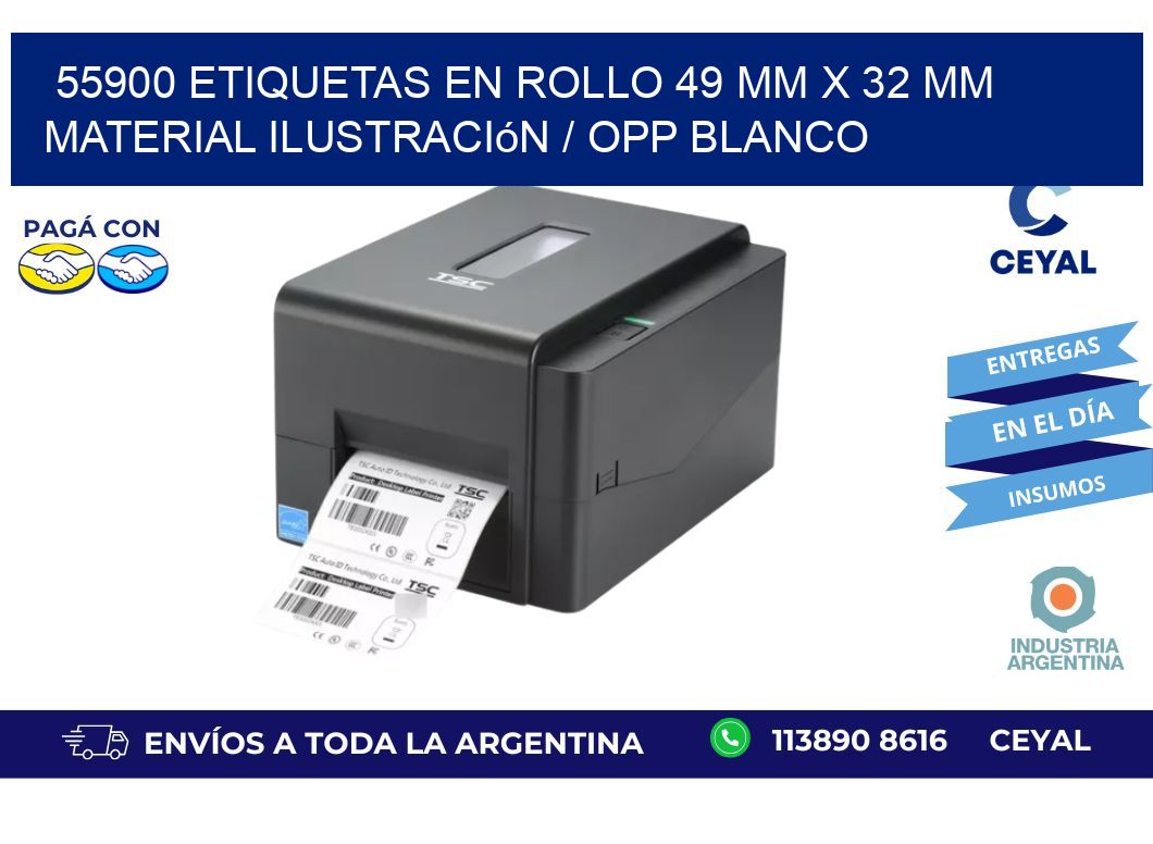55900 Etiquetas en rollo 49 mm x 32 mm material Ilustración / OPP Blanco
