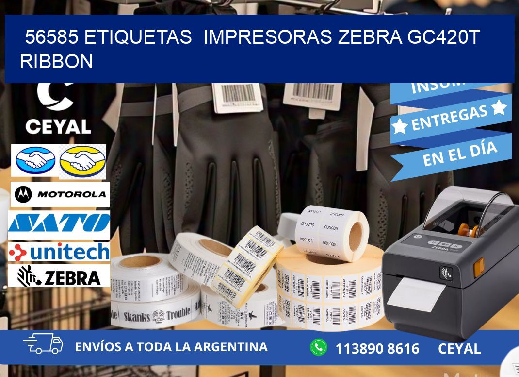 56585 etiquetas  impresoras zebra gc420t ribbon
