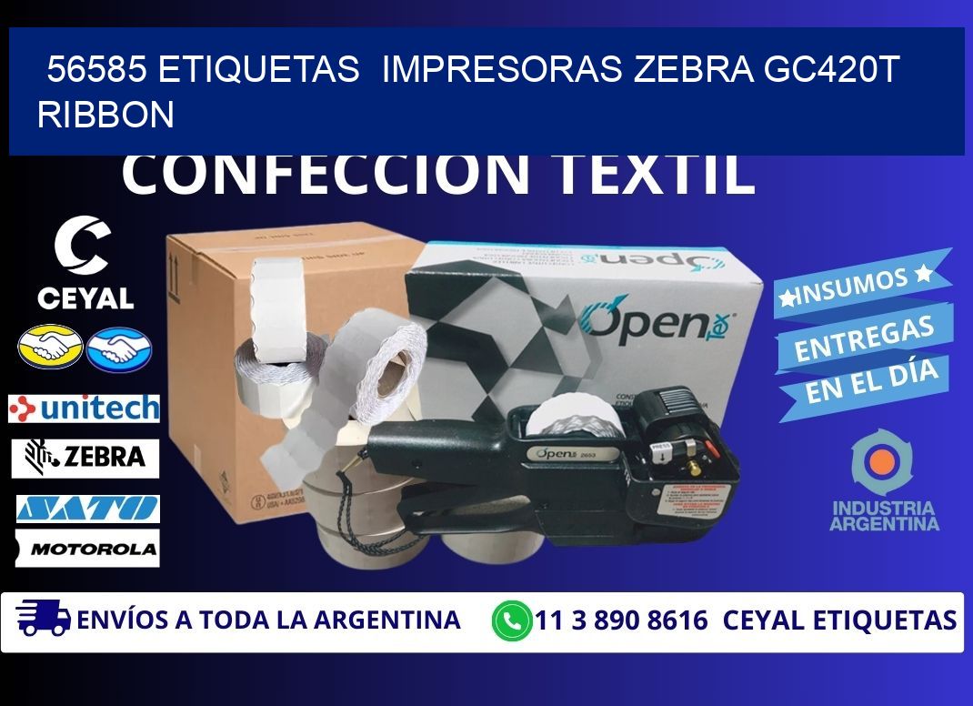 56585 etiquetas  impresoras zebra gc420t ribbon