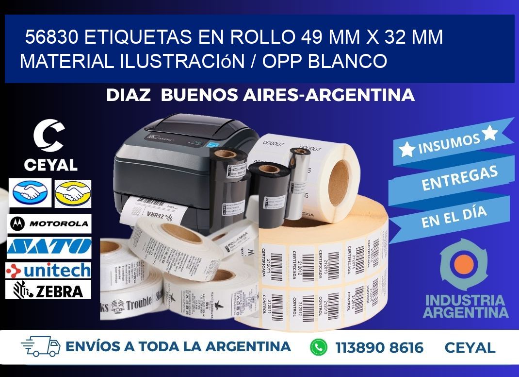 56830 Etiquetas en rollo 49 mm x 32 mm material Ilustración / OPP Blanco