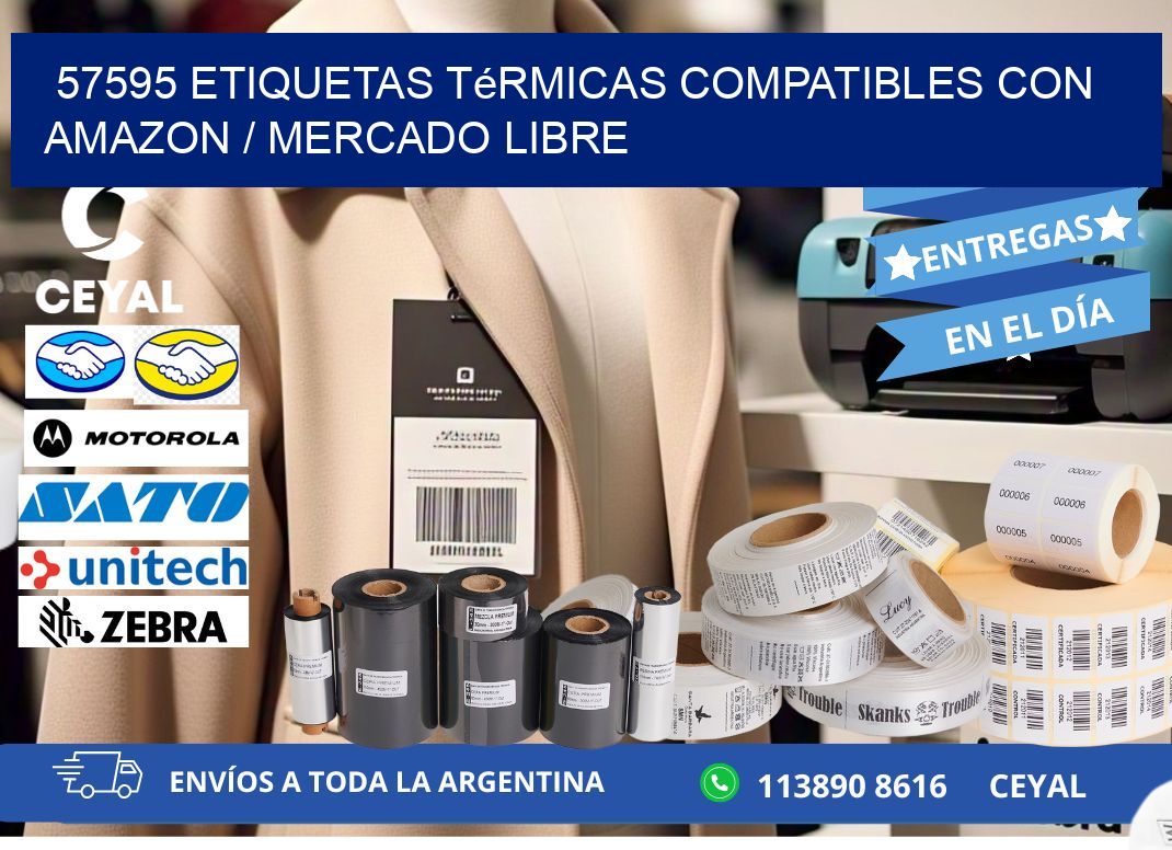 57595 etiquetas térmicas compatibles con Amazon / Mercado Libre