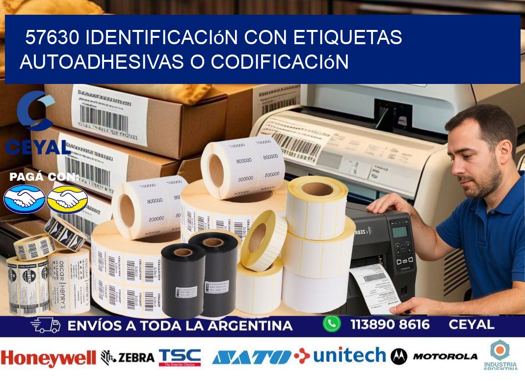 57630 identificación con etiquetas autoadhesivas o codificación