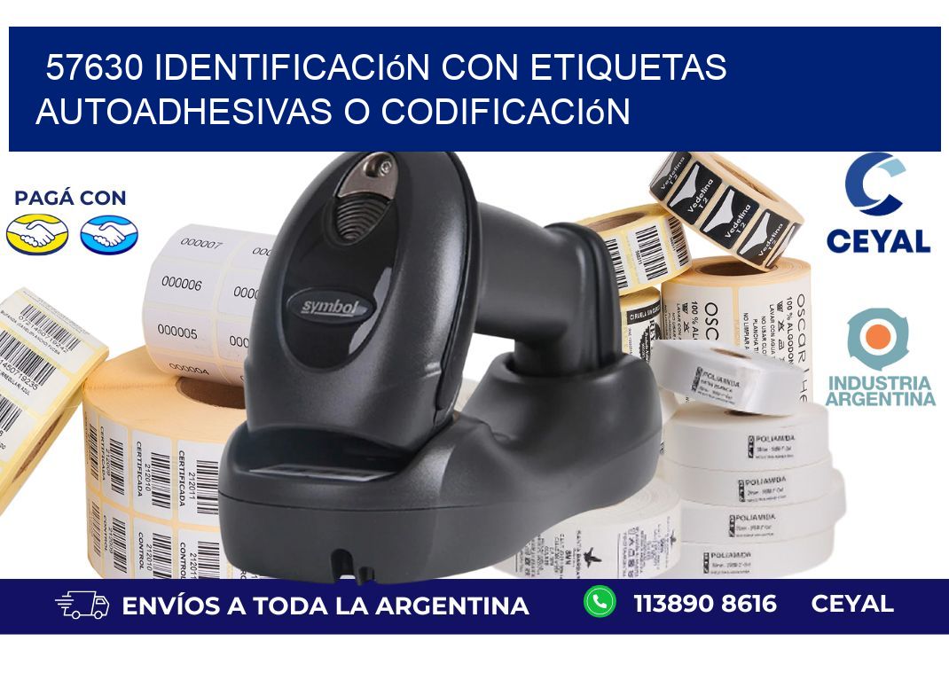 57630 identificación con etiquetas autoadhesivas o codificación