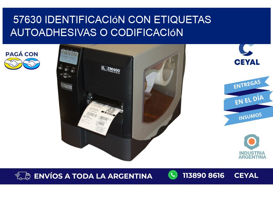 57630 identificación con etiquetas autoadhesivas o codificación