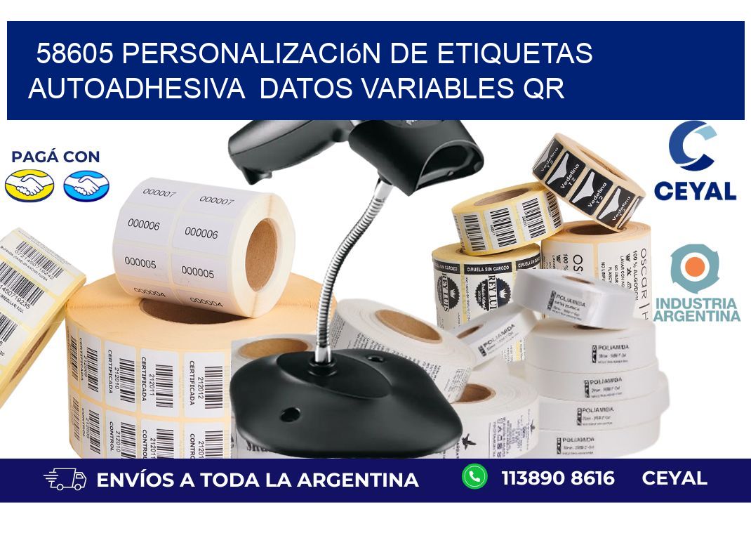 58605 Personalización de etiquetas autoadhesiva  datos variables QR