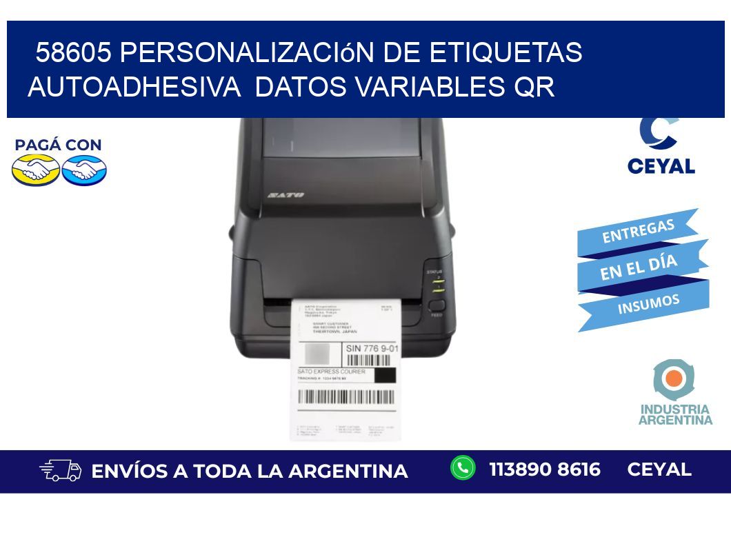 58605 Personalización de etiquetas autoadhesiva  datos variables QR