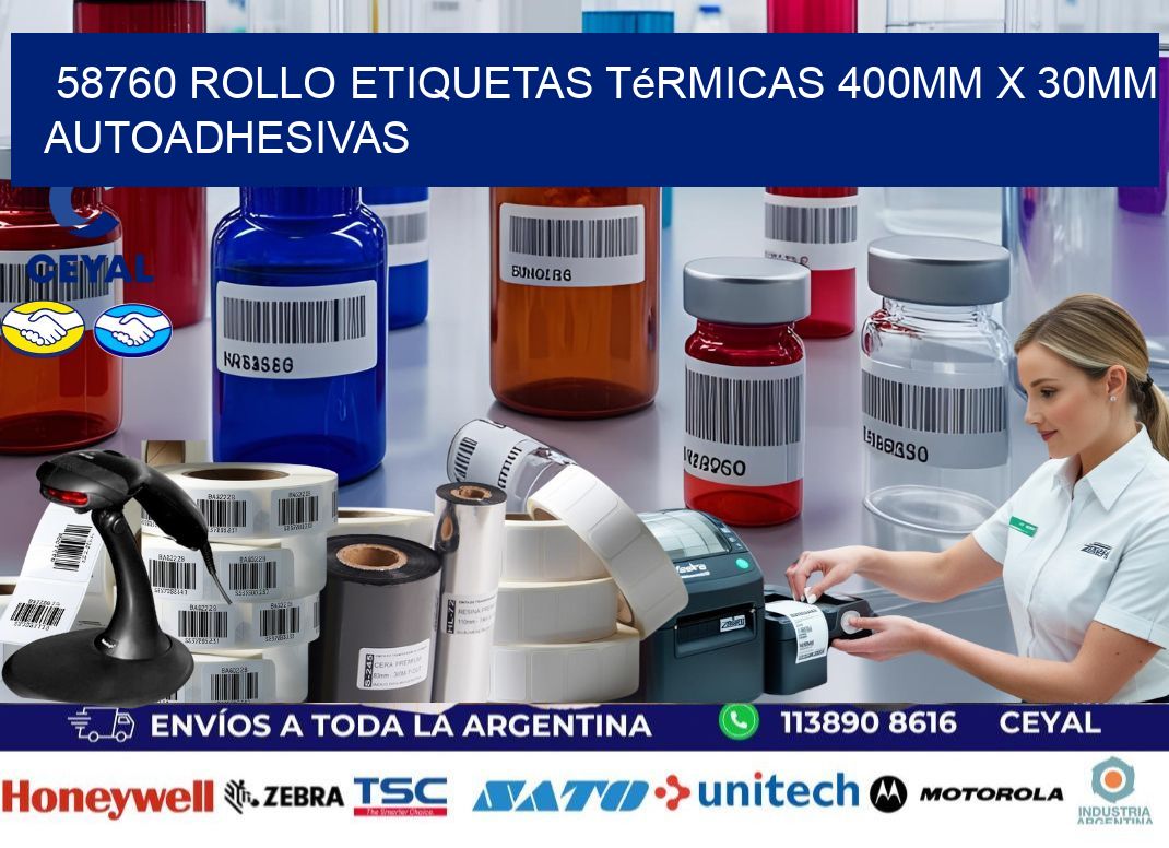 58760 Rollo Etiquetas Térmicas 400mm X 30mm Autoadhesivas