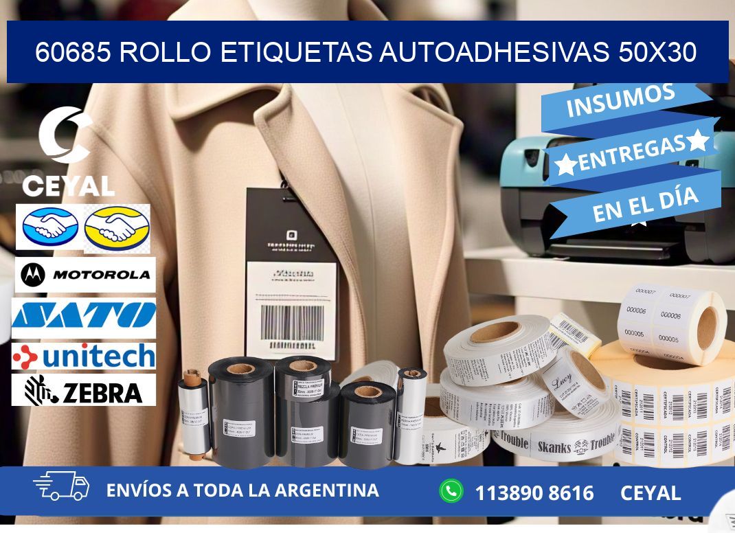60685 Rollo Etiquetas autoadhesivas 50x30