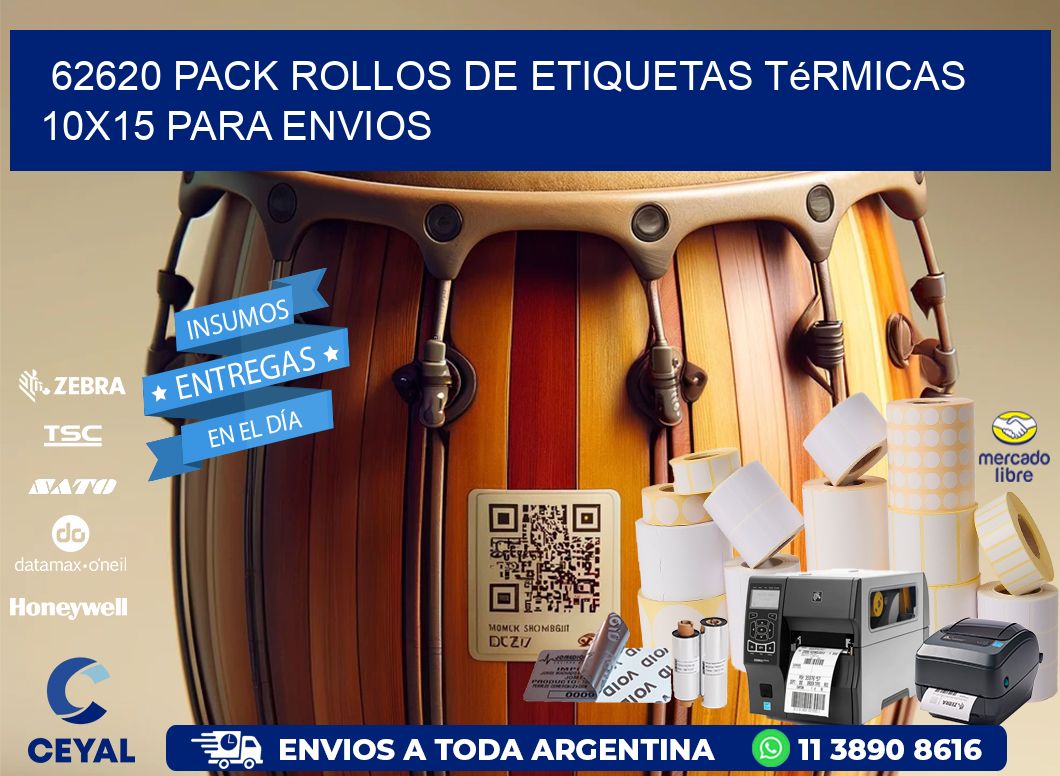 62620 pack rollos de etiquetas térmicas 10x15 para Envios