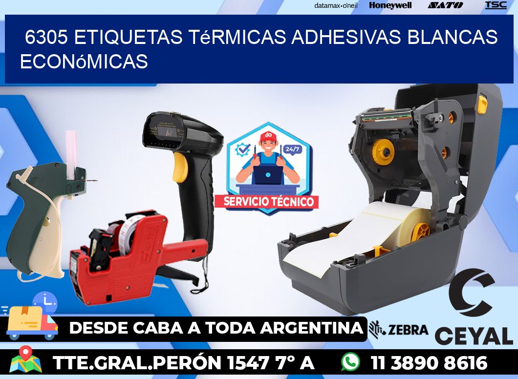 6305 etiquetas térmicas adhesivas blancas económicas