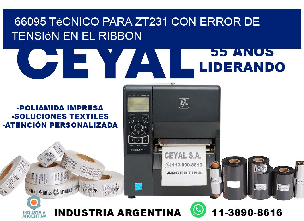 66095 técnico para zt231 con error de tensión en el ribbon