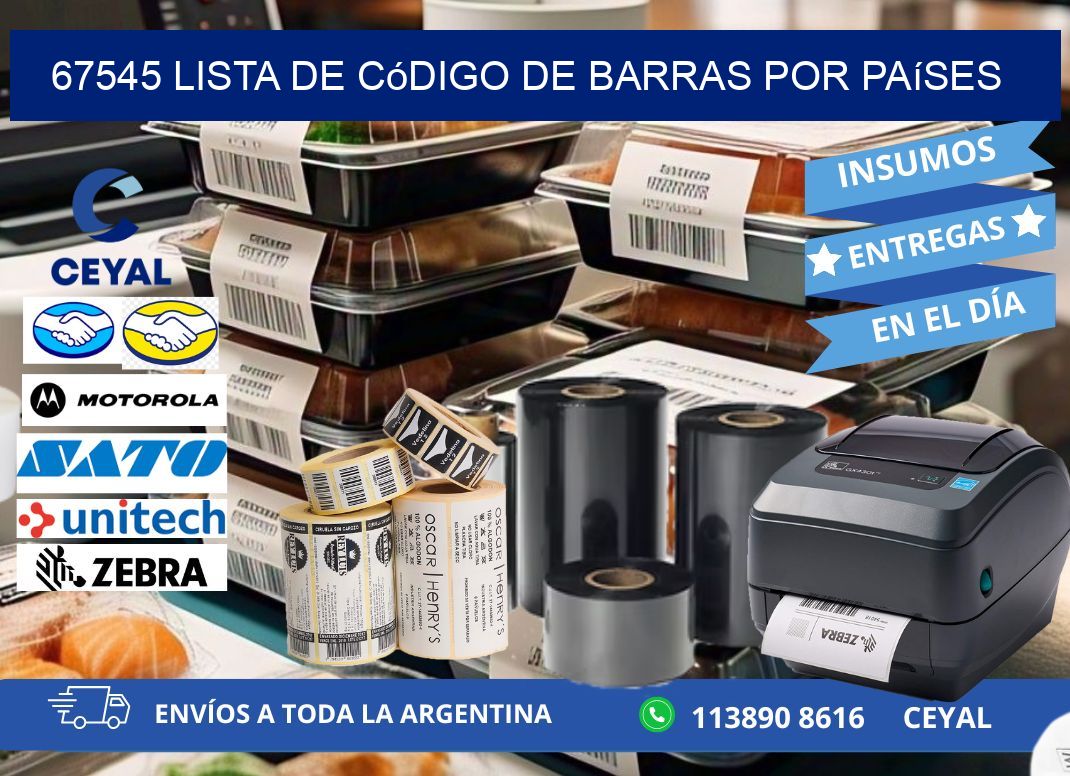 67545 Lista de código de barras por países