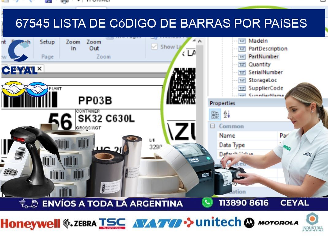 67545 Lista de código de barras por países