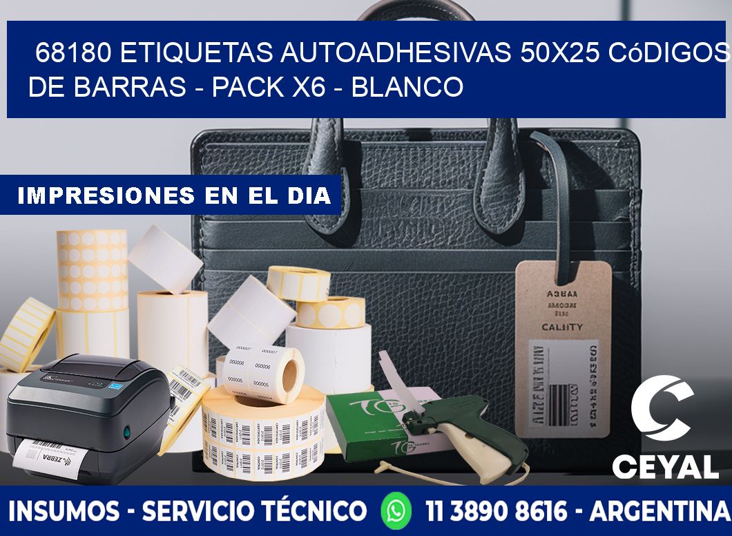 68180 Etiquetas Autoadhesivas 50x25 Códigos De Barras - Pack X6 - Blanco