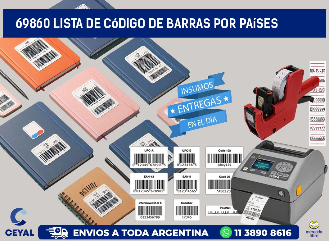 69860 Lista de código de barras por países