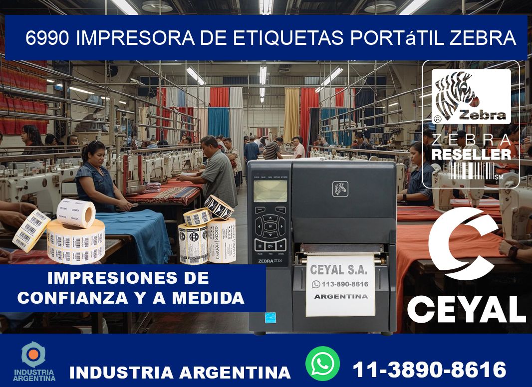 6990 impresora de etiquetas portátil Zebra